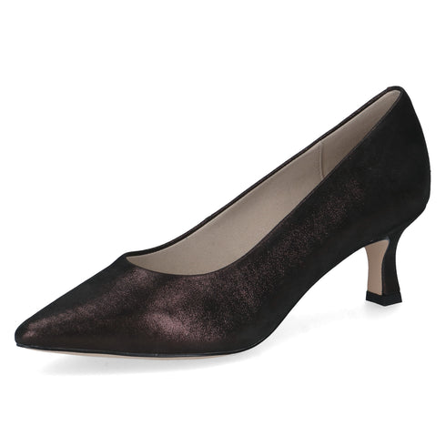 Caprice 22401 Mahogany Metallic Patent Leather Pointed Toe Womens Slip On Court Shoes