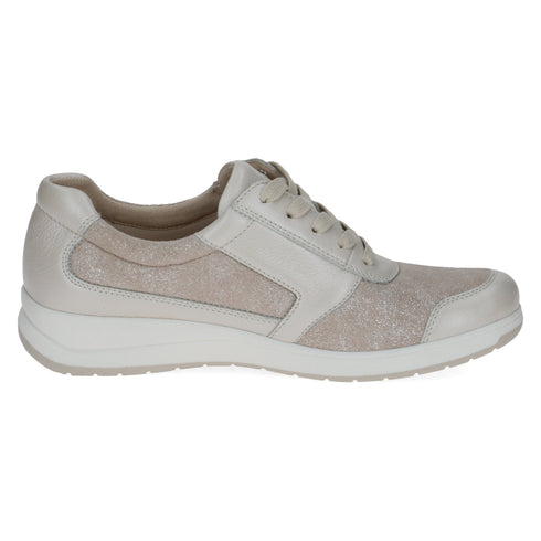 Caprice 9-23723-44 Women's Leather Blend Zip and Lace-Up Trainers in Pearl Combination
