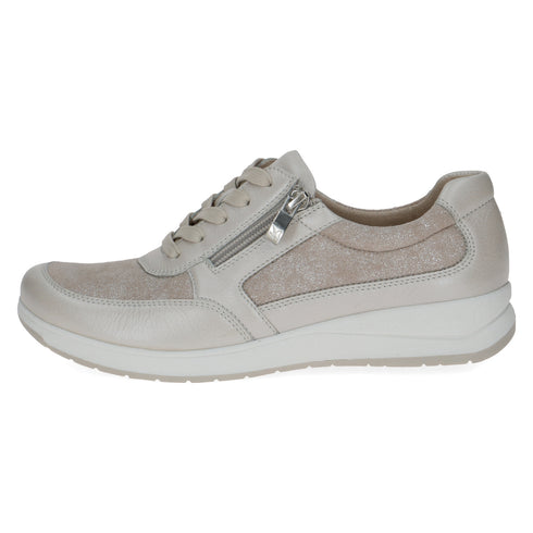 Caprice 9-23723-44 Women's Leather Blend Zip and Lace-Up Trainers in Pearl Combination