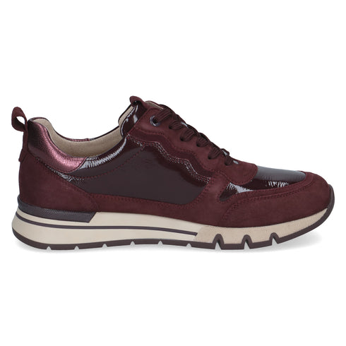 Caprice Womens Bordeaux Combination Wide Fit Leather Sneakers 9-23756-45