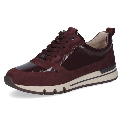 Caprice Womens Bordeaux Combination Wide Fit Leather Sneakers 9-23756-45