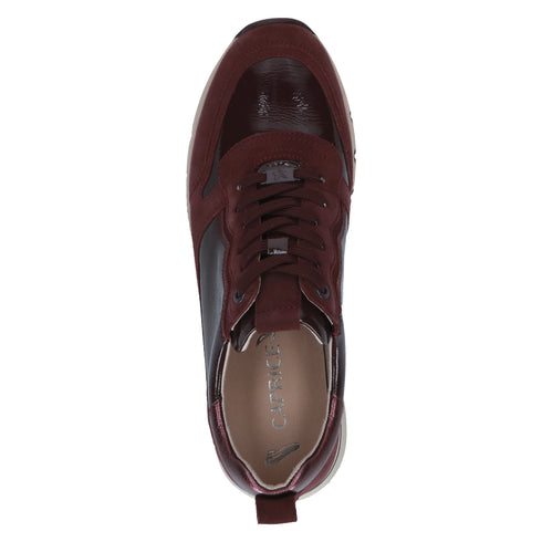 Caprice Womens Bordeaux Combination Wide Fit Leather Sneakers 9-23756-45