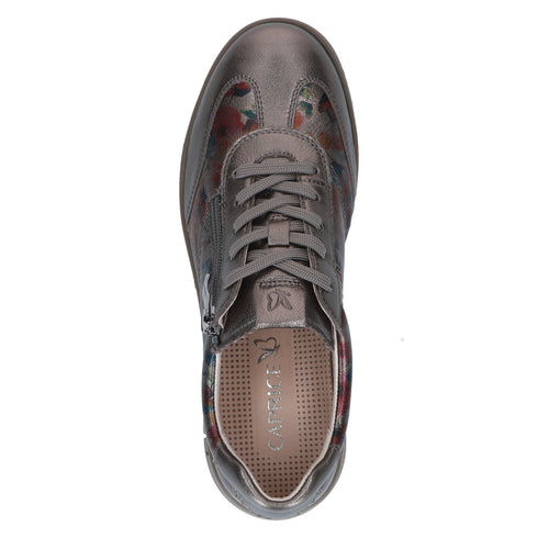 Caprice Nappa Leather Metallic Flowers Wide H Width Sneakers 9-23761-46