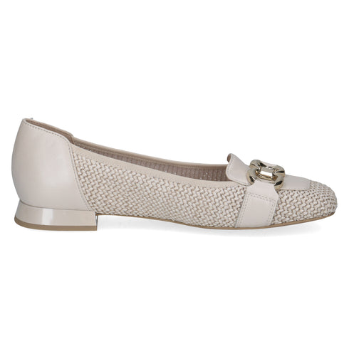Caprice Off White Leather Square Toe Slip-On Shoe 9-24201-46-119