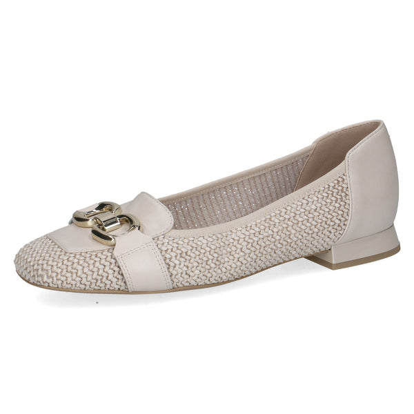 Caprice Off White Leather Square Toe Slip-On Shoe 9-24201-46-119
