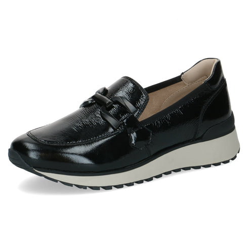 Caprice Womens Leather Slip-On Shoe 9-24700-43 - Black Naplak