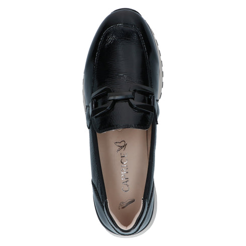 Caprice Womens Leather Slip-On Shoe 9-24700-43 - Black Naplak