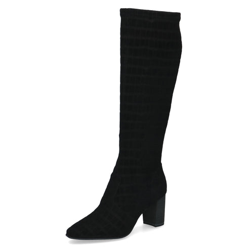 Caprice Ladies Croc Print Block Heel Ankle Boot - 024 Black Croc SKU 9-25520-41