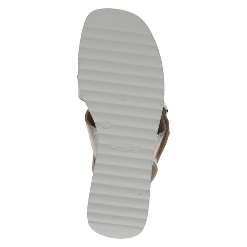Caprice 9-28300-46 Leather Wedge Sandal Lite Gold Metallic G Fit MEMOTION Sole