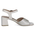 Caprice 9-28301 White Cream Leather Block Heel Square Toe Sandal