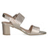 Caprice Womens Light Gold Metallic 9-28306-42 MEMOTION Leather Block Heel Sandal