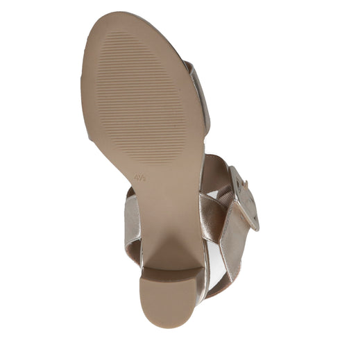 Caprice Womens Light Gold Metallic 9-28306-42 MEMOTION Leather Block Heel Sandal