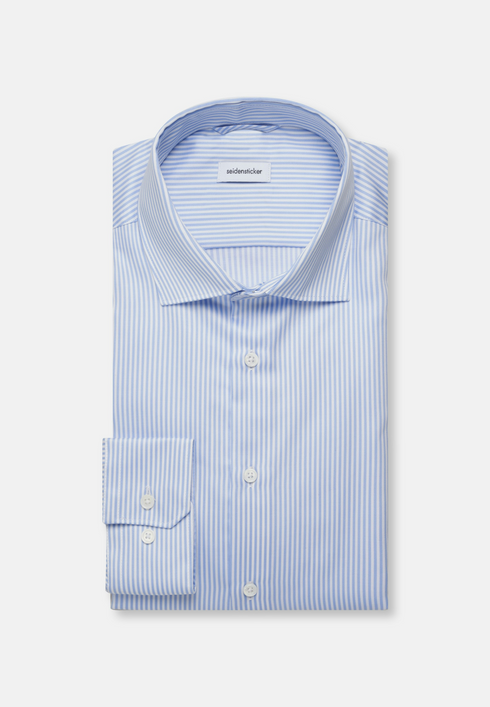 Seidensticker Mens Long Sleeve Regular Fit Kent 108 Easy-Iron Stripe Shirt Light Blue 01.145080-11