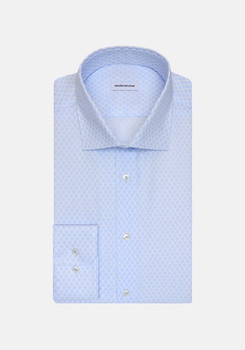 Seidensticker Mens Long Sleeve Slim Fit Dobby Print Shirt Light Blue 01.849867-11