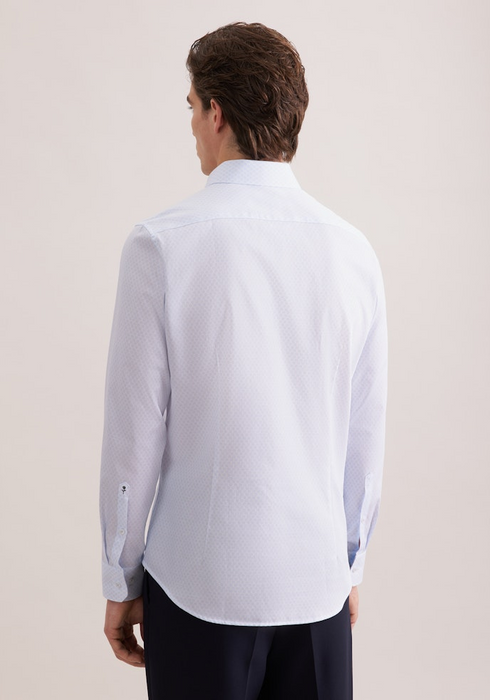 Seidensticker Mens Long Sleeve Slim Fit Dobby Print Shirt Light Blue 01.849867-11