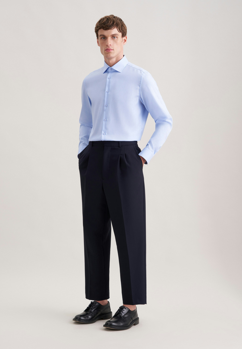 Seidensticker Mens Slim Fit Non-Iron Cotton Shirt 11 Light Blue Kent 01.849988