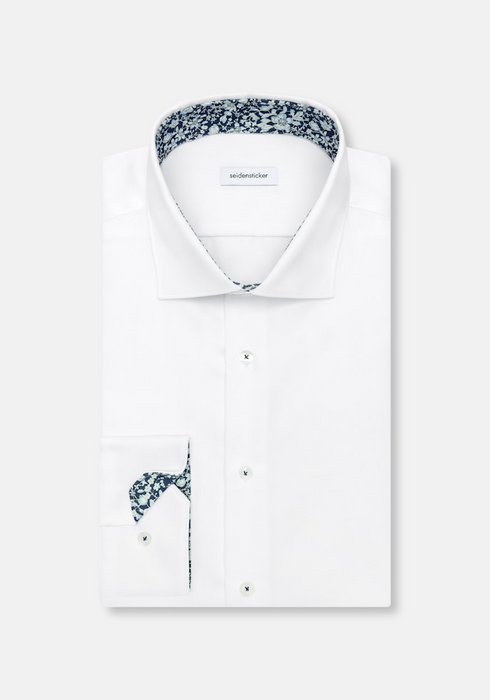 Seidensticker Mens Slim Fit Non-Iron Cotton Shirt 01 White Kent Contrast 01.849989