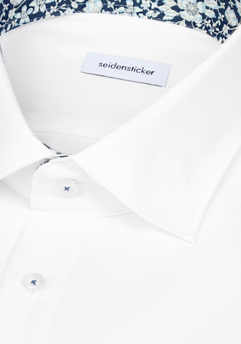 Seidensticker Mens Slim Fit Non-Iron Cotton Shirt 01 White Kent Contrast 01.849989
