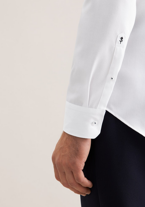 Seidensticker Mens Slim Fit Non-Iron Cotton Shirt 01 White Kent Contrast 01.849989
