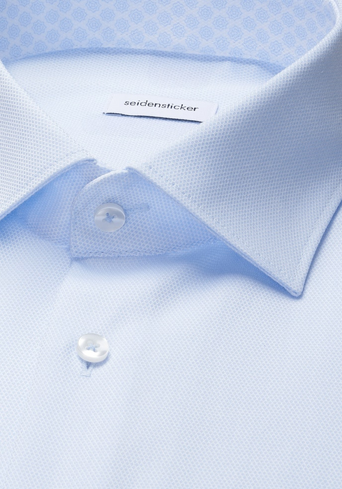 Seidensticker Mens Regular Fit Non-Iron Structured Shirt 11 Light Blue Kent 01.849998