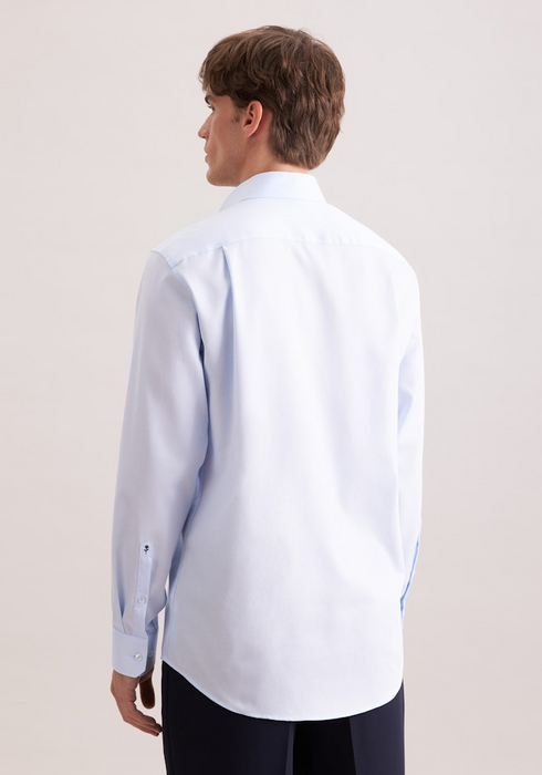 Seidensticker Mens Regular Fit Non-Iron Structured Shirt 11 Light Blue Kent 01.849998