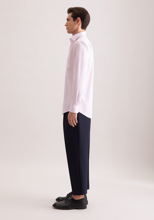 Seidensticker Mens Long Sleeve Regular Fit No Iron Structure Shirt Rose 01.849998-42