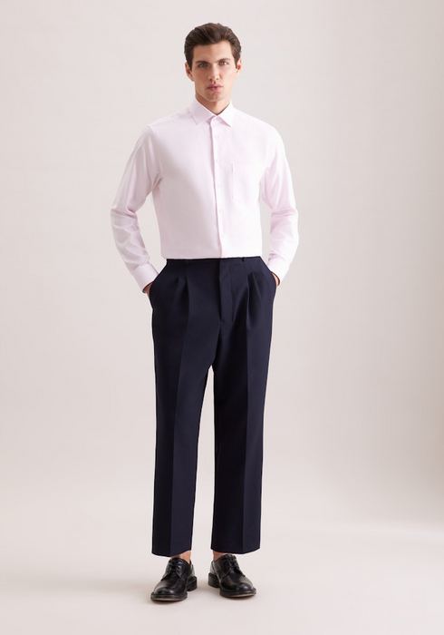 Seidensticker Mens Long Sleeve Regular Fit No Iron Structure Shirt Rose 01.849998-42
