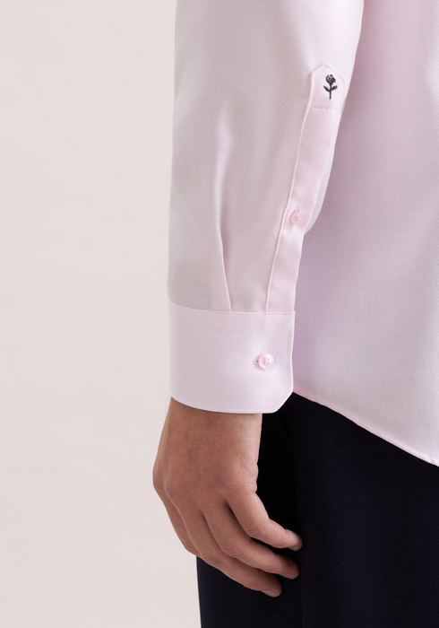 Seidensticker Mens Long Sleeve Regular Fit No Iron Structure Shirt Rose 01.849998-42