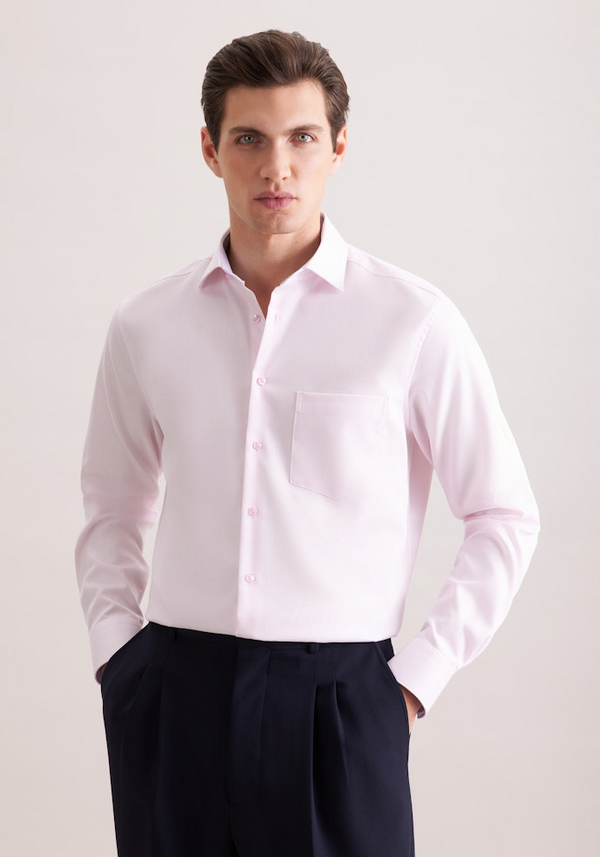 Seidensticker Mens Long Sleeve Regular Fit No Iron Structure Shirt Rose 01.849998-42
