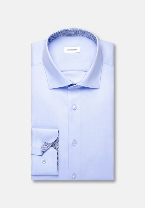 Seidensticker Mens Long Sleeve Regular Fit No Iron Contrast Kent Shirt Light Blue 01.850001-11