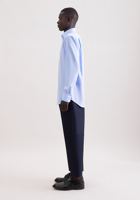 Seidensticker Mens Long Sleeve Regular Fit No Iron Contrast Kent Shirt Light Blue 01.850001-11