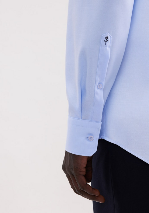 Seidensticker Mens Long Sleeve Regular Fit No Iron Contrast Kent Shirt Light Blue 01.850001-11