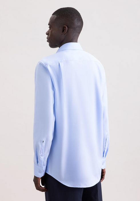 Seidensticker Mens Long Sleeve Regular Fit No Iron Contrast Kent Shirt Light Blue 01.850001-11