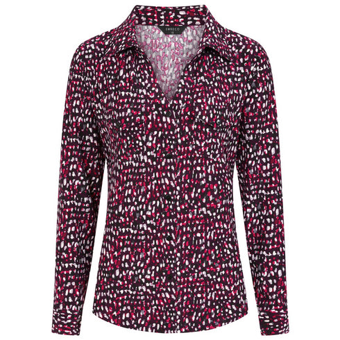 Emerco Long Sleeve Smudge Spot Print Collar Blouse – 021000EW
