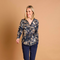 Emreco Long Sleeve Navy Tiger Print Collar Blouse – 021008EW