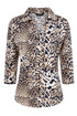 Emreco Animal Print Classic Collar 3/4 Sleeve Blouse - 026202EW