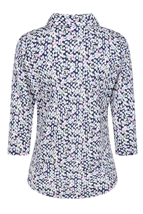Emreco Multi Spot Print Classic Collar 3/4 Sleeve Blouse - 026207EW
