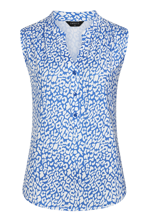 Emreco Womens Sleeveless Animal Print Blouse with Stretch 026213EW