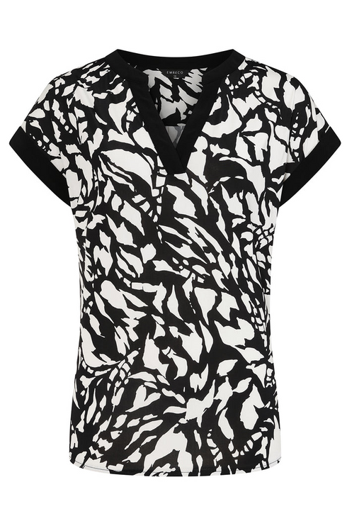 Emreco Mono Abstract Print Notch Neck Tunic - 026217EW