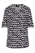 Emreco | 026245EW Navy & Stone Zig Zag Print Blouse