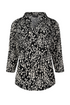 Emreco 3/4 Sleeve Black Ivory Abstract Monochrome Print Blouse 026306EW