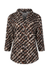 Emreco 3/4 Sleeve Black Brown Abstract Print Collar Blouse 026309EW