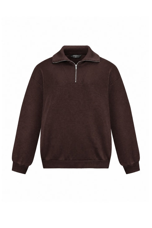 Emreco Chocolate Half Zip Soft Jersey Lounge Top 026319EW