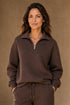Emreco Chocolate Half Zip Soft Jersey Lounge Top 026319EW