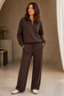 Emreco Chocolate Half Zip Soft Jersey Lounge Top 026319EW