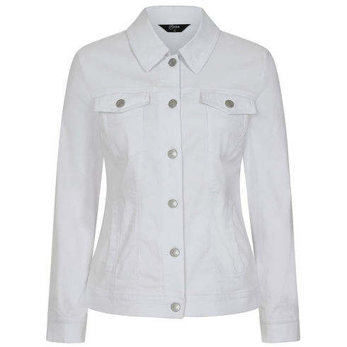 Emreco White Bengaline Cropped Stretch Jacket - 030700EW