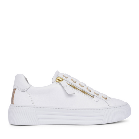Gabor Women's Campus Zip White & Gold Leather Trainers – 86465.51