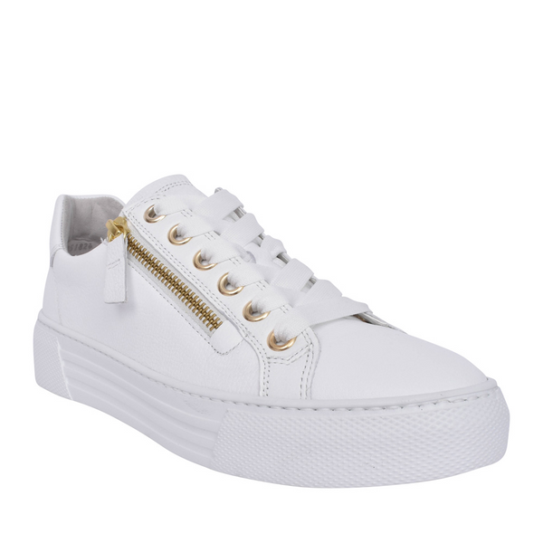 Gabor Women's Campus Zip White & Gold Leather Trainers – 86465.51