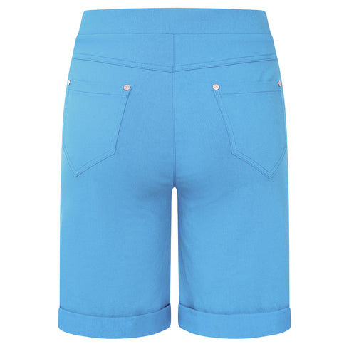 Emreco Summer Blue Bengaline Stretch Turn Up Shorts - 050308EW