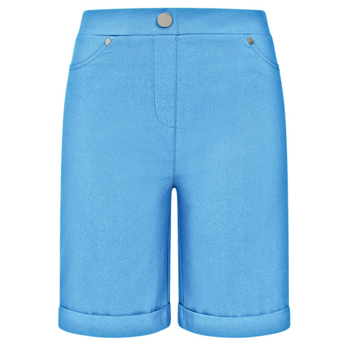 Emreco Summer Blue Bengaline Stretch Turn Up Shorts - 050308EW